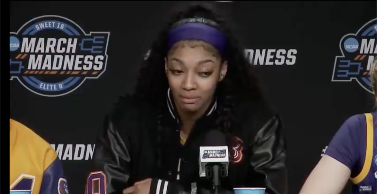 Angel Reese speaks after loss to Iowa in the Elite Eight